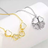 Folding Magnetic Four Heart Leaf Clover Necklace