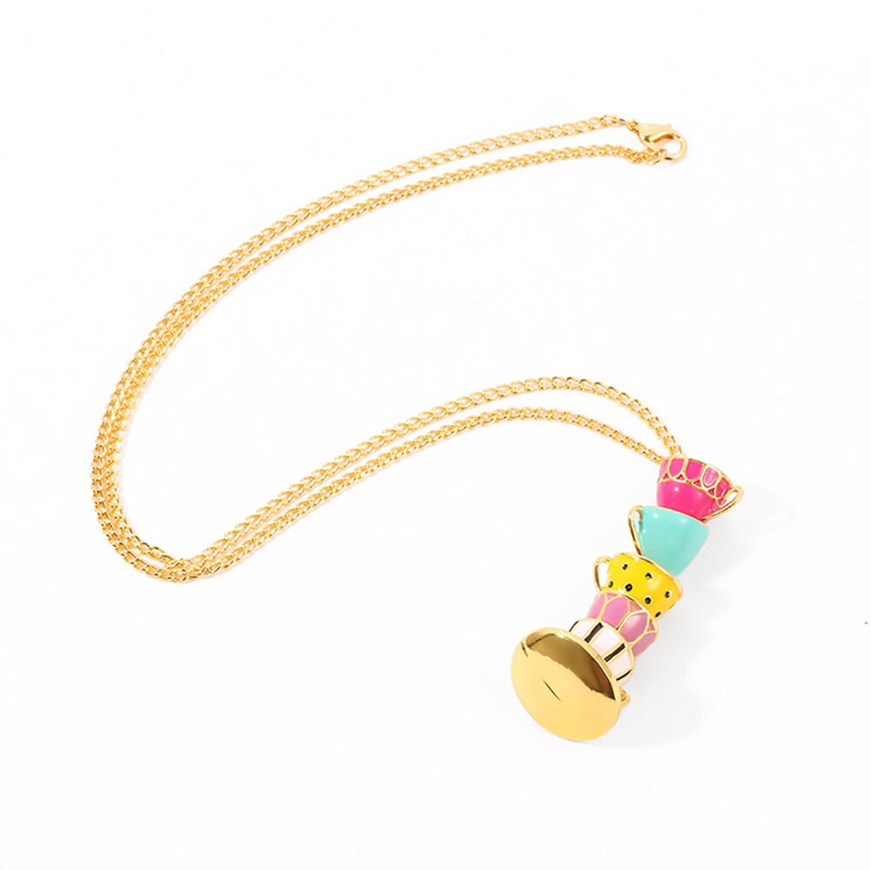 Multi-color Enamel Coffee Cup Necklace