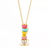 Multi-color Enamel Coffee Cup Necklace