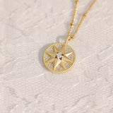 Eight Pointed Zircon Pendant Necklace